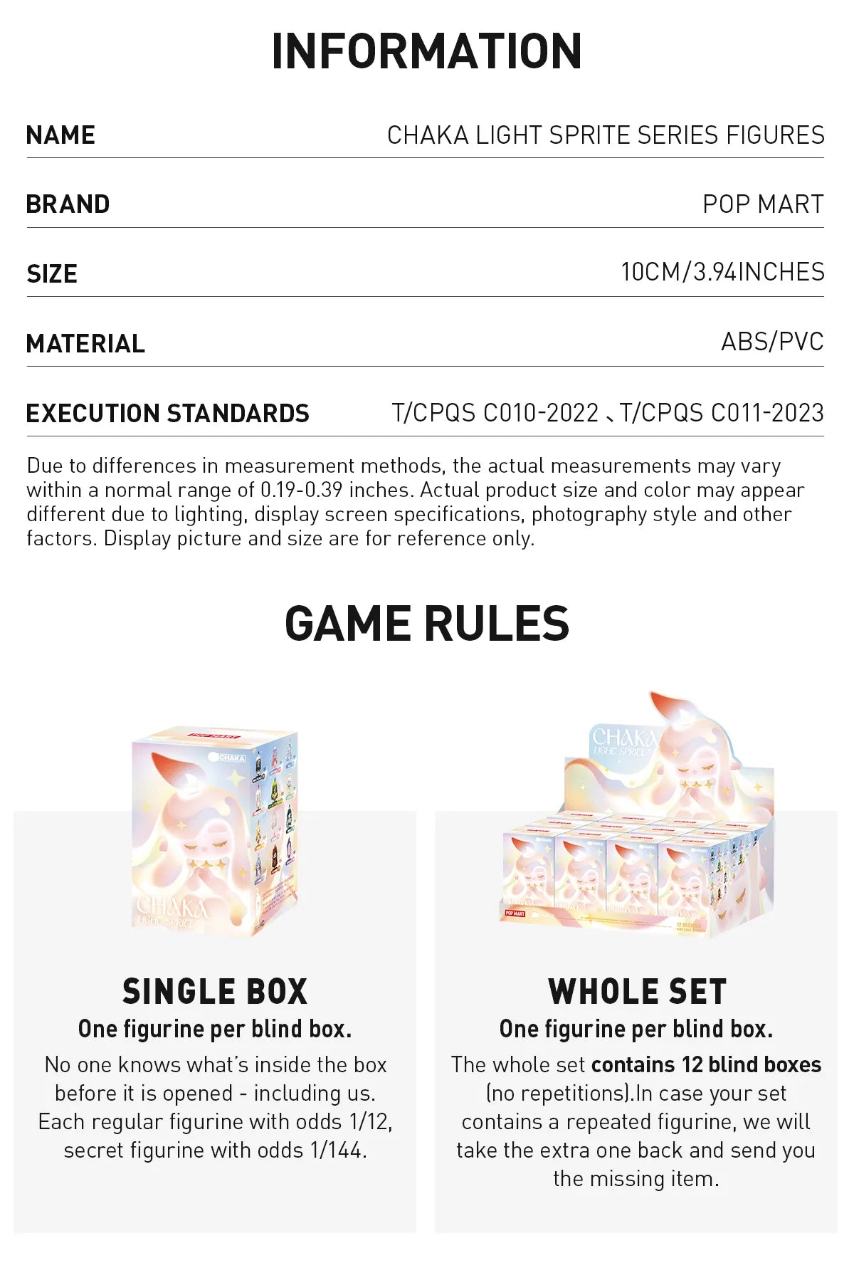 POP MART CHAKA Light Sprite Series Figures Blind Box