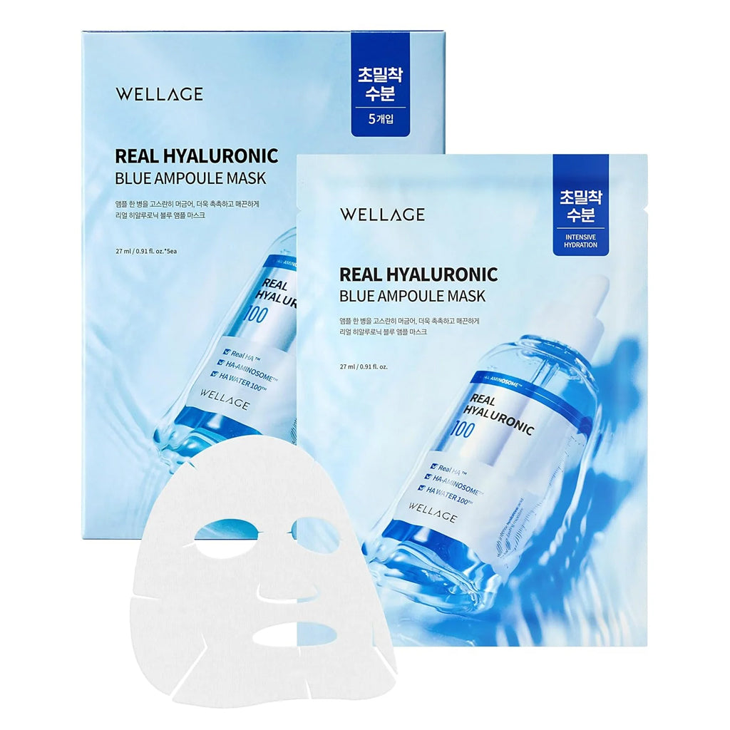 WELLAGE 纯玻尿酸蓝色安瓶精华面膜 5片