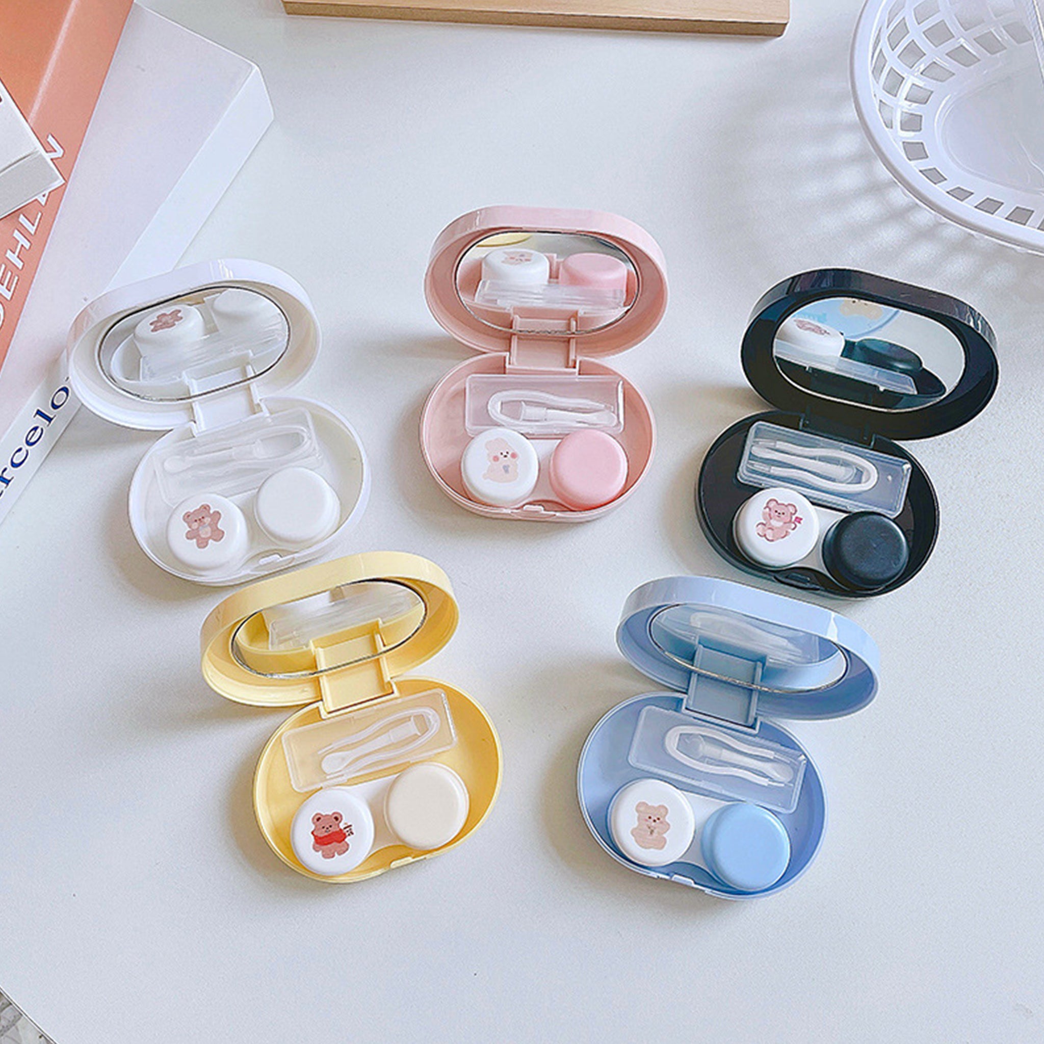 Cartoon Bear Elliptical Contact Lens Case