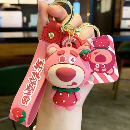 Strawberry Animal Keychain