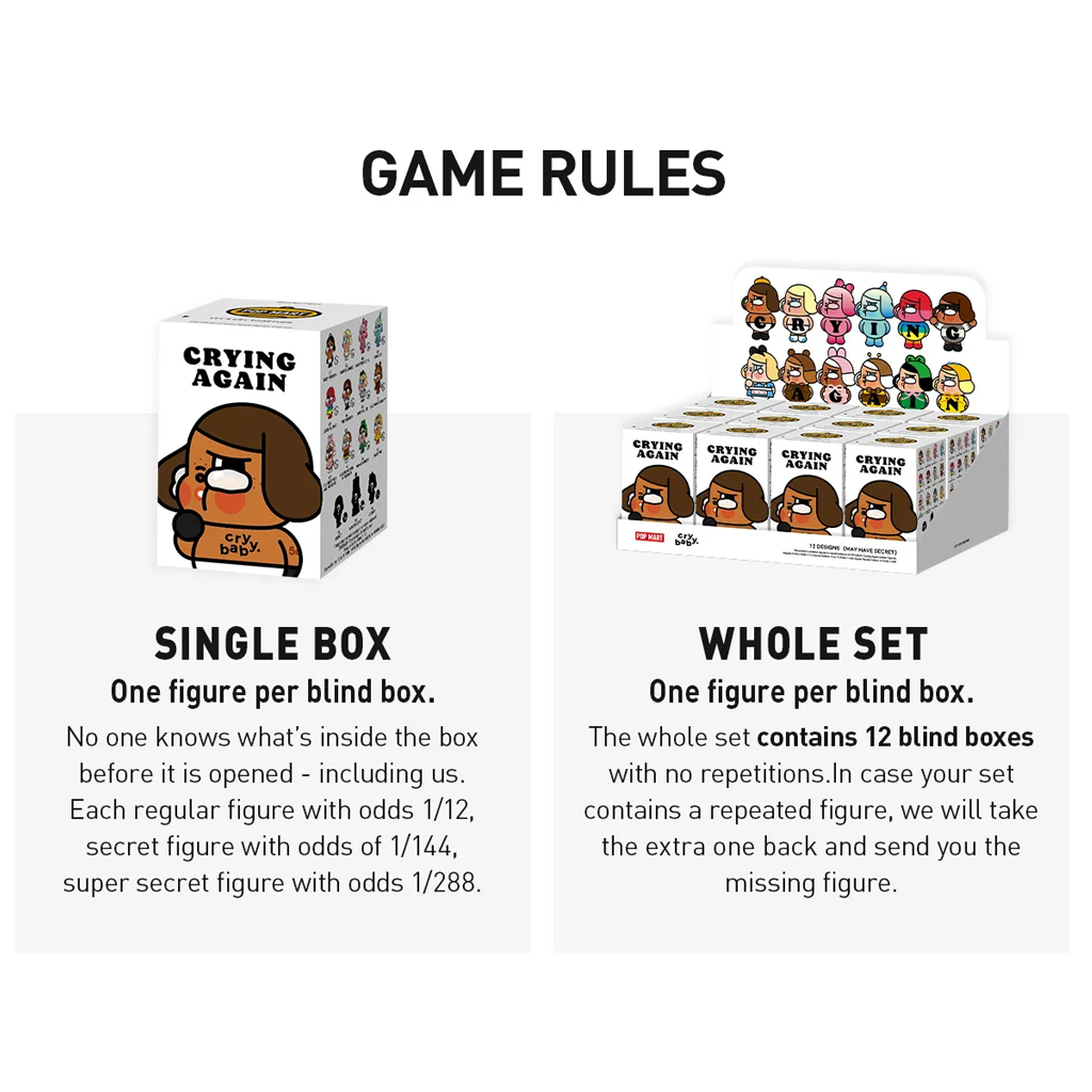 POP MART CRYBABY Crying Again Series Figures Blind Box