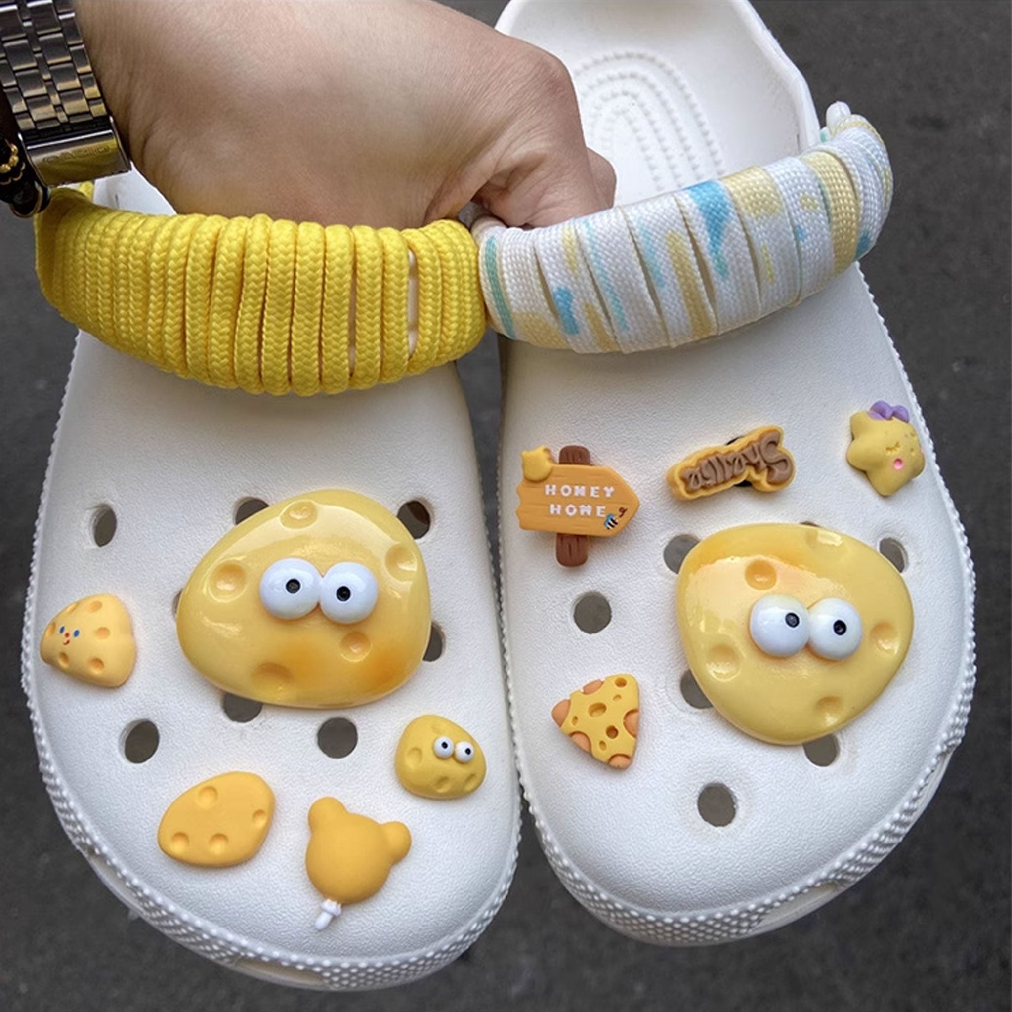 Cute Cartoon Yellow Cheese Crocs Shoes Charms Decoration 1pack