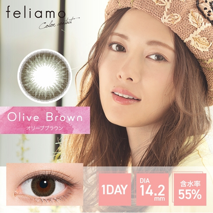 Feliamo Daily Contact Lenses-Olive Brown 10lenses