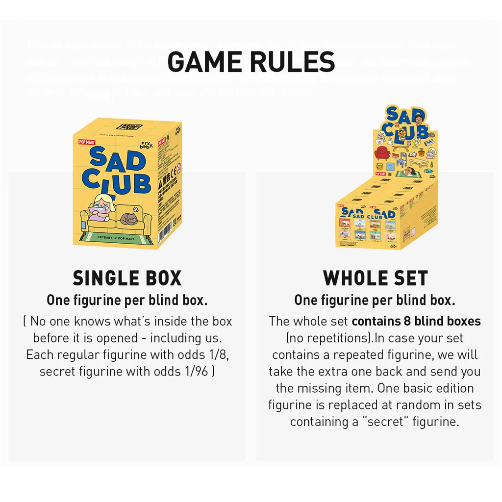 POP MART CRYBABY Sad Club Series Scene Sets Blind Box