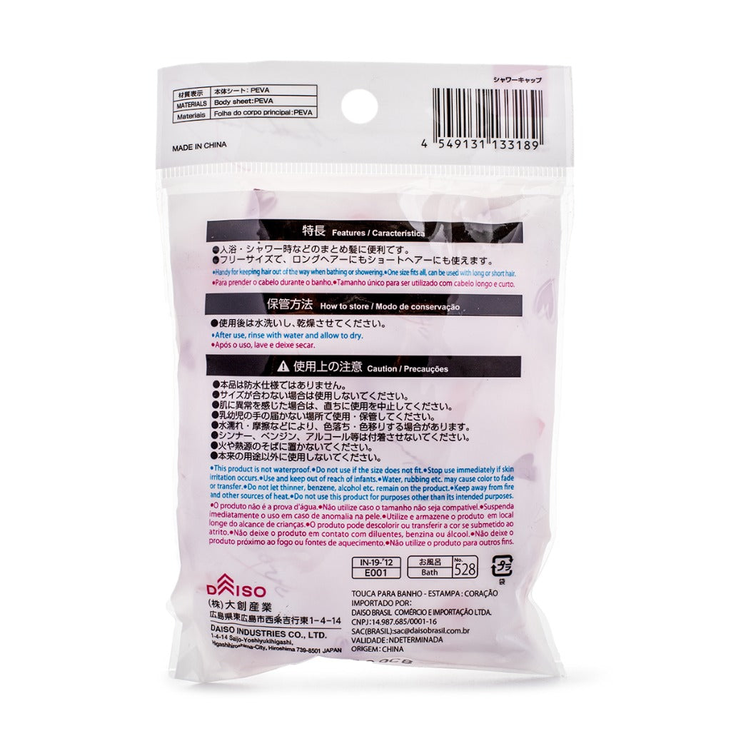 DAISO Shower Cap heart pattern