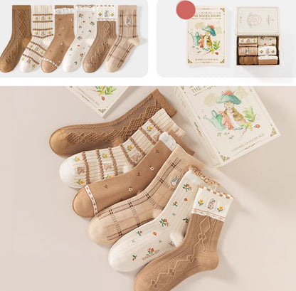 Caramella &amp; Peter Rabbit The Socks Story Box Brown Color 6 pairs