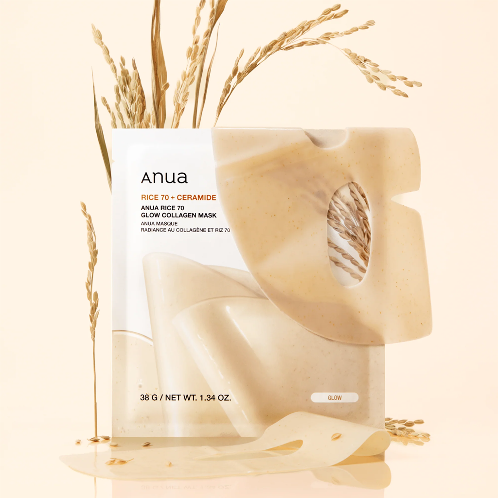 Anua Rice 70+ Ceramide Glow Collagen Mask 4 pcs