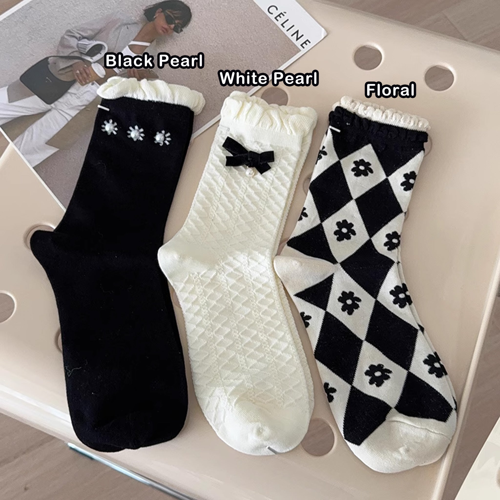 Caramella Mid-Calf Socks Black