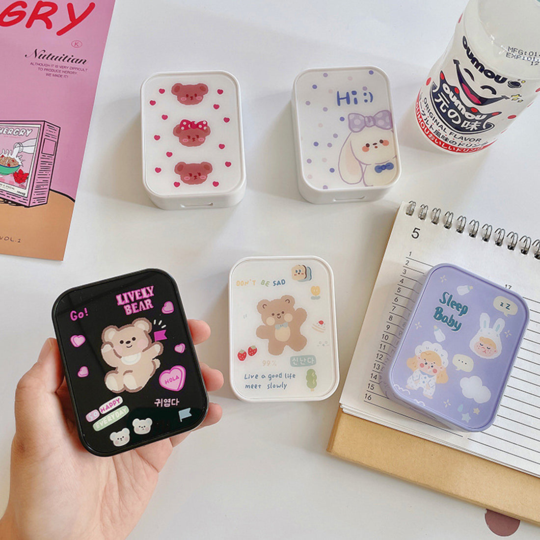 Portable Cute Bear Contact Lens Case 2pairs