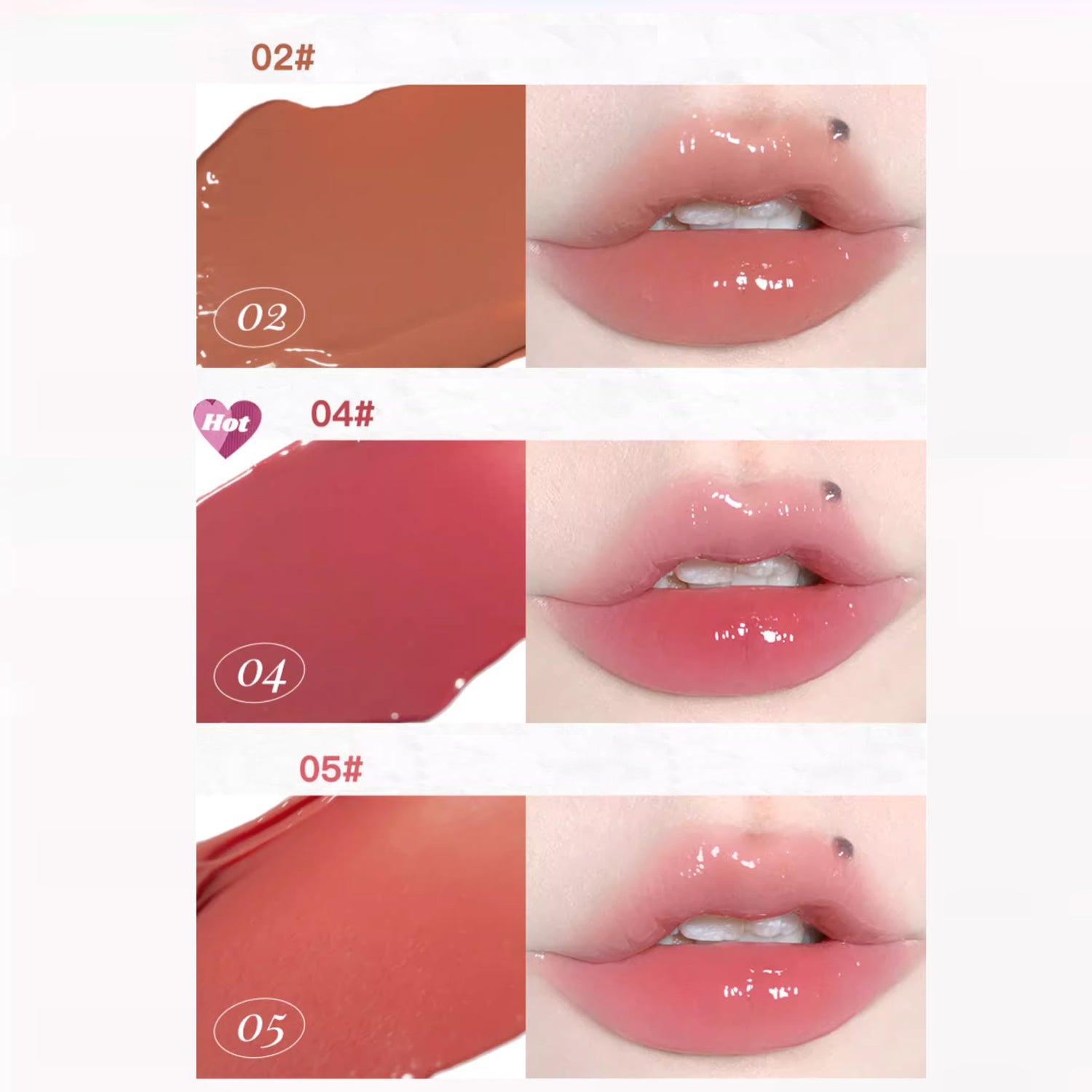 FLORTTE Heart-shaped Solid Lipstick Fine Flash Hydrogloss Lip Glaze