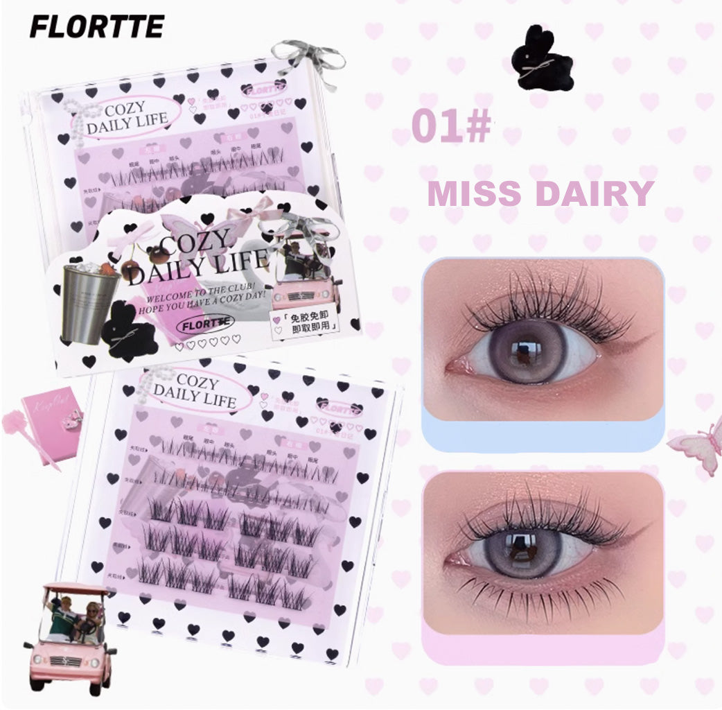 FLORTTE Segmented Self-Adhesive Glue-Free Flase Eyelash 5 pairs