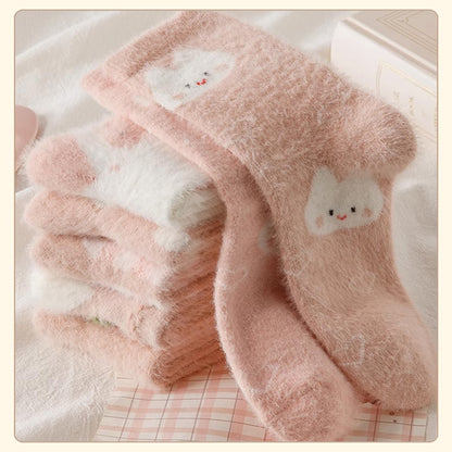 Caramella ILOOKLIKE Mid-Calf Socks Pink &amp; White 3pairs