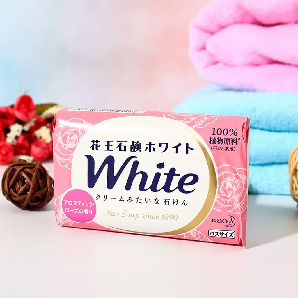 花王白色奶油香皂 3 件装- 芳香玫瑰