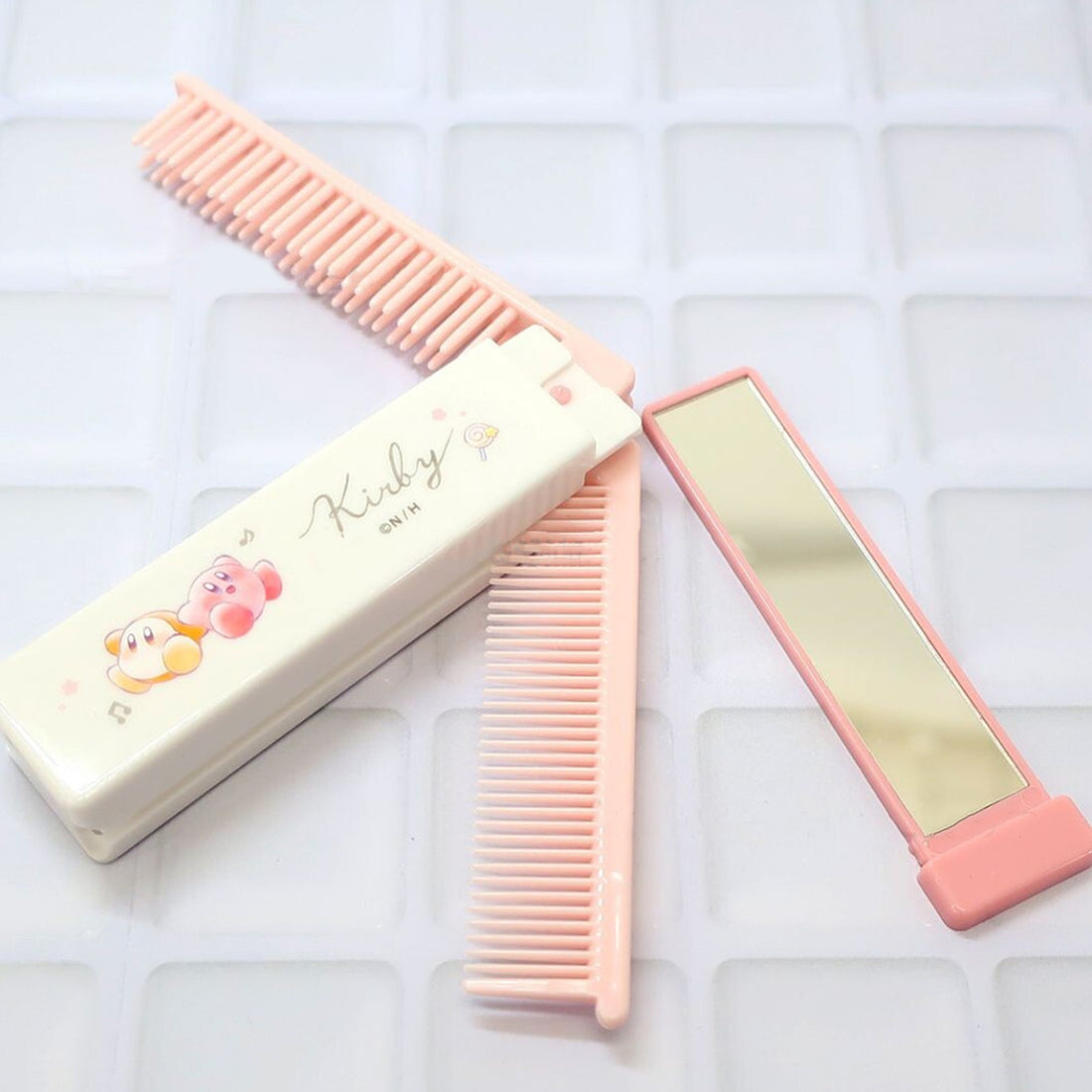 Kirby Folding Mirror &amp; Double Comb Kirby &amp; Waddle Dee
