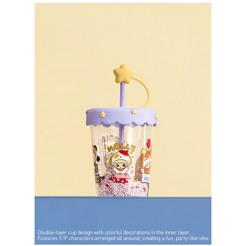 POP BEAN Pajama Party double layered shaking straw cup