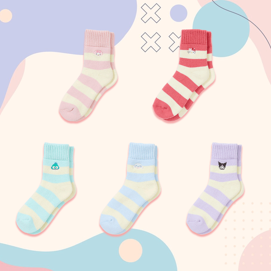 There are cozy, stylish socks featuring beloved Sanrio characters, designed to keep your feet warm and comfortable during colder seasons.