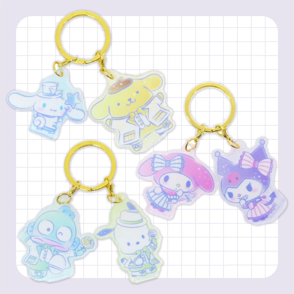 Sanrio Acrylic Charm & Gold Keychain