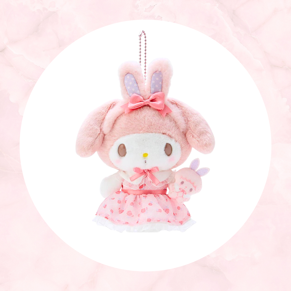  Each mascot comes in a compact, plush form and includes a small compartment or clip for attaching to bags, keyrings, or other items.  - My Melody