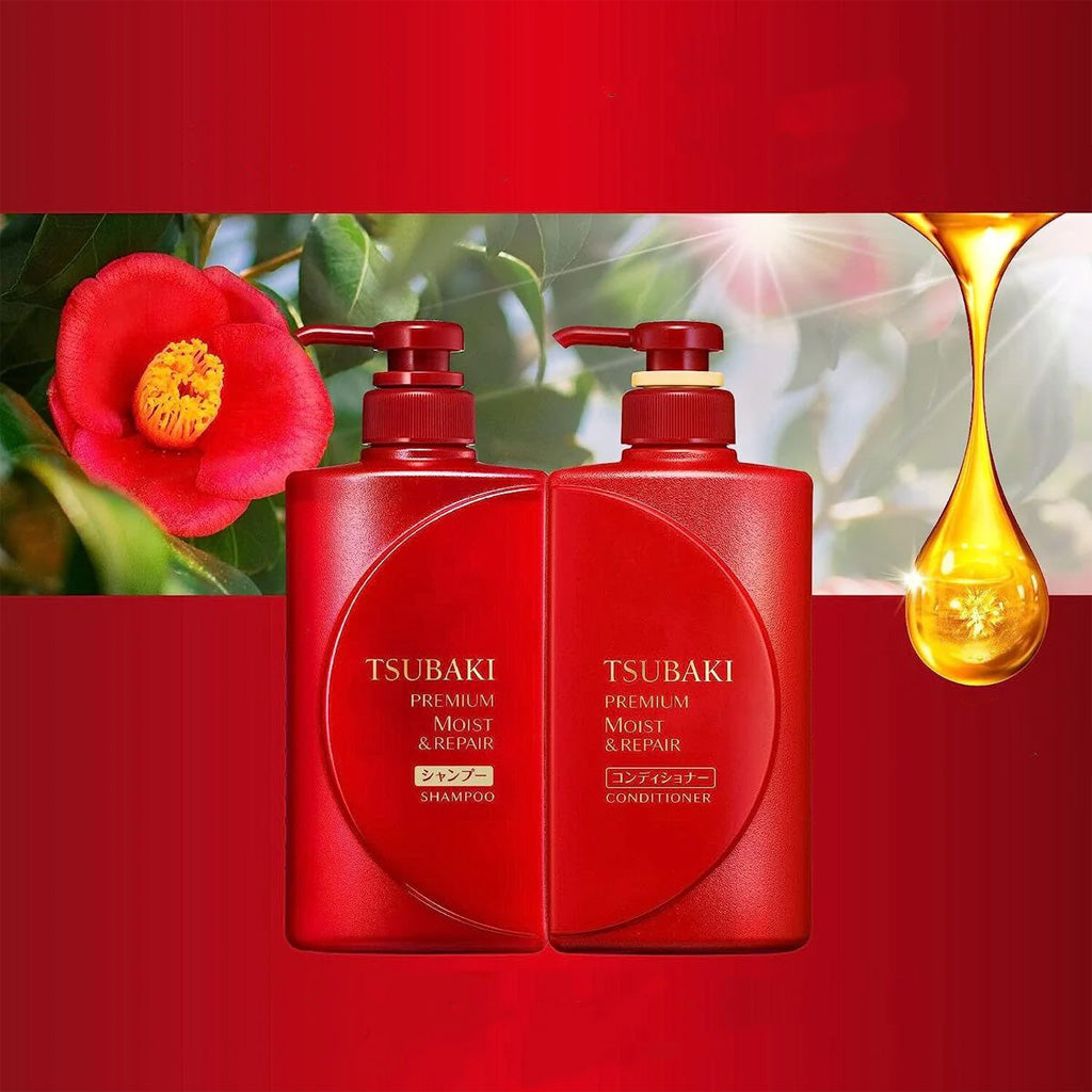 TSUBAKI 高级保湿修复洗发水和护发素套装 490ml+490ml