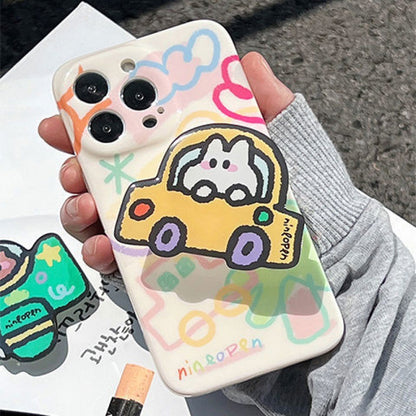 Cute Cartoon Phone Case with Pop Socket